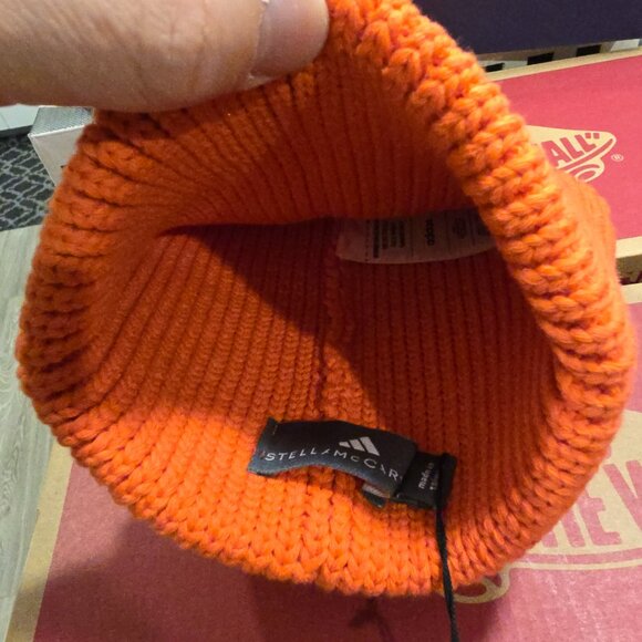 adidas X Stella McCartney Beanie Hat Orange JF4281 Women's NEW - Picture 5 of 8